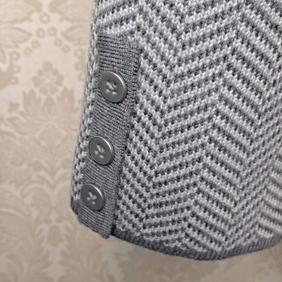 Talbots Plus Petites Size 2XP Two Tone Gray Jacket Merino Wool Chevron Stripes - Picture 9 of 12